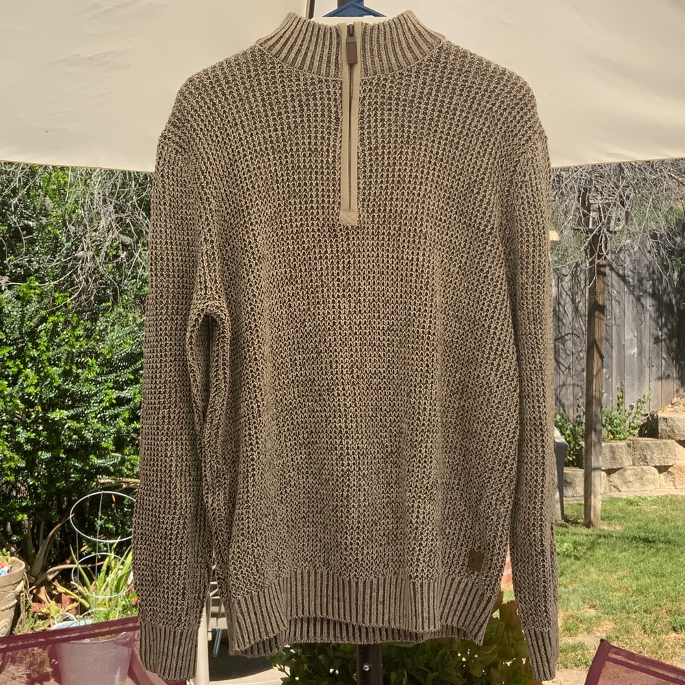 Men's Half-Zip Knit Sweater - Taupe Knit